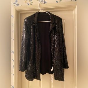 Cupshe Elegant black sequin blazer suit jacket coat cover-up